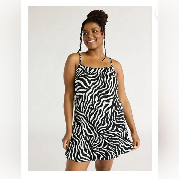 Nwt Joyspun Women's Plus Size Sleeveless Knit Chemise with Ruffle Hem, Size 4XL - Picture 1 of 9